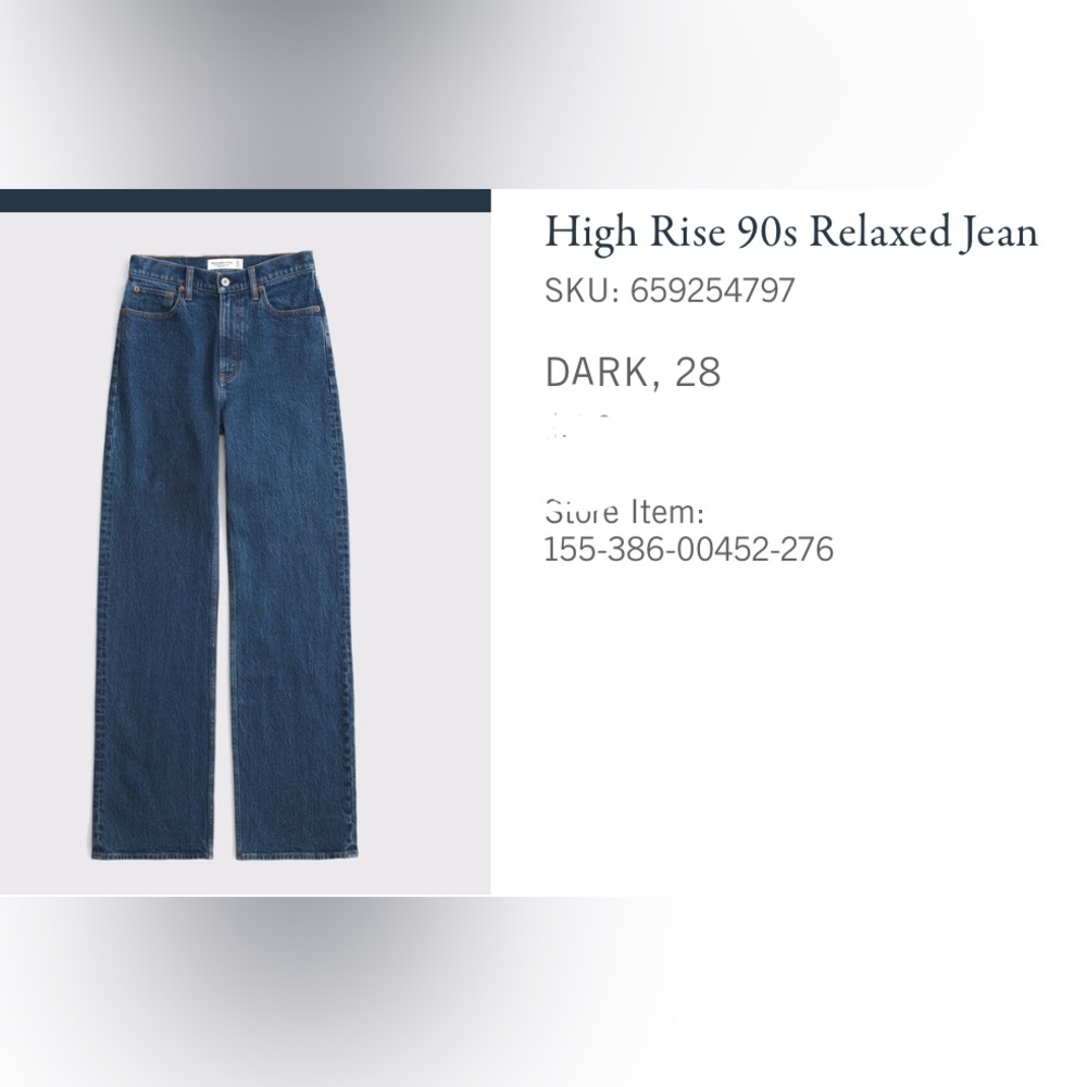 Abercrombie High Rise 90s Relaxed Jean